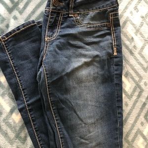 Maurice’s skinny Jeans, washed look on front, very comfy!